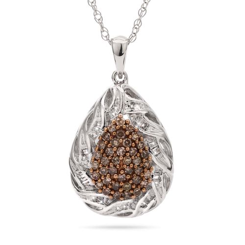 Pingente de Prata Gota com Diamantes Champagnes e Brancos Aprox. 50 pts 112598