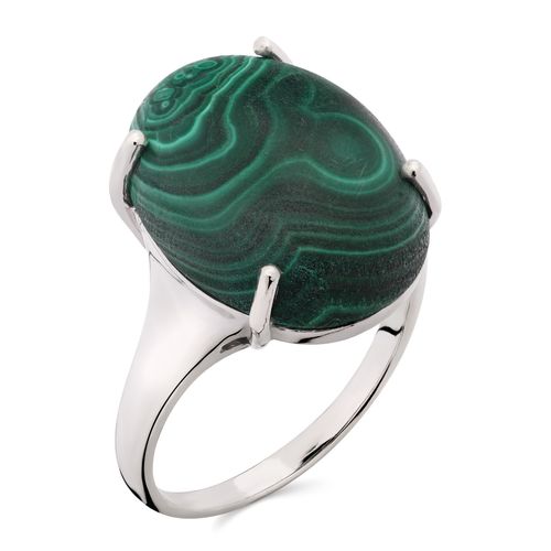 Anel Malaquita Cabuchon Aprox. 16,80 cts Linha Prata 172112