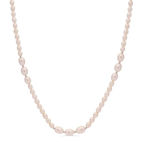 Colar de Prata com Pérolas Brancas Bivas 119361