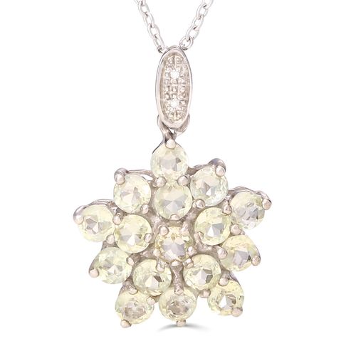 Pingente Com Amblygonite Diamantes Prata 155714