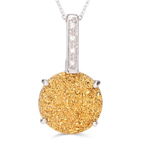 Pingente Quartzo Glitter Zircônias Prata 160987