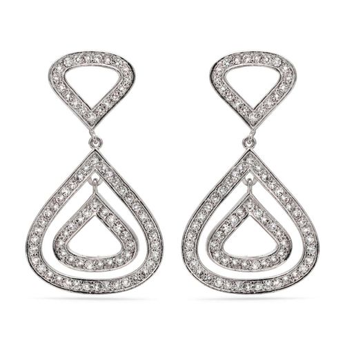 Par de Brinco de Prata Gotas com Zirconias Aprox. 4,78 cts 183562
