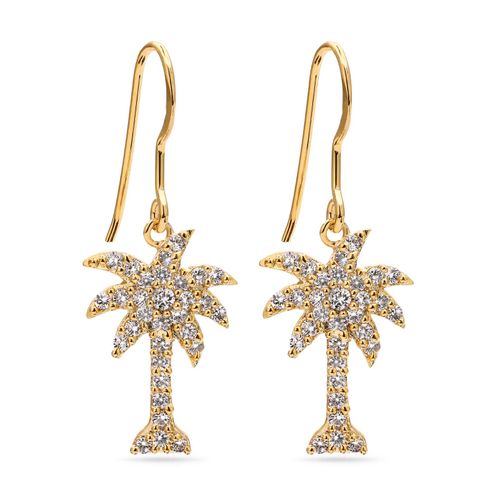 Par de Brinco de Prata Coqueiro com Zirconias Aprox. 2,13  com Banho de Ouro 183550