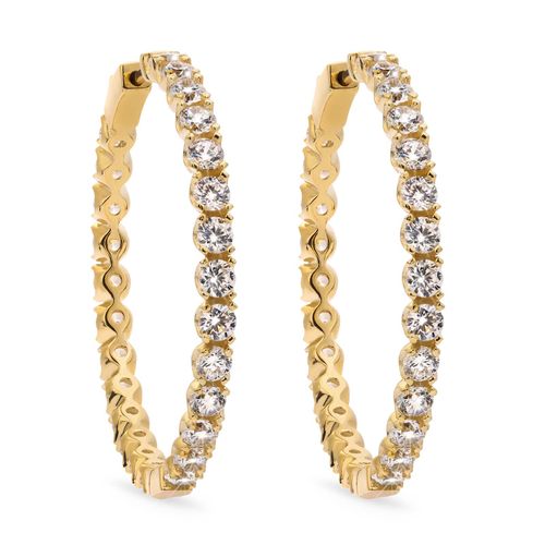 Par de Brinco Argola de Prata com Zirconias Aprox. 8,7 cts 183584