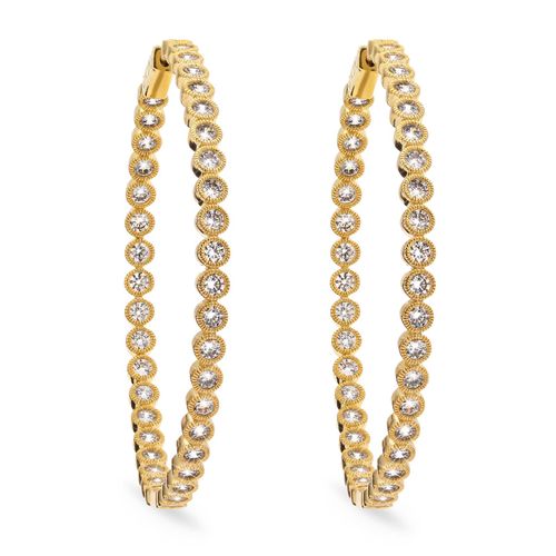 Par de Brinco Argola de Prata com Zirconias Aprox. 12,7 cts - 5 cm 183580