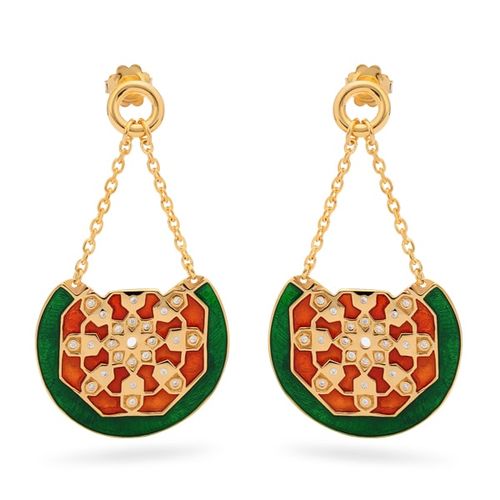 Par de Brincos em Prata e Banho de Ouro com Zircônias e Minas 151493