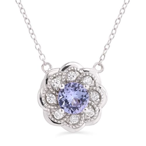 Pingente de Prata Flor com Tanzanitas Aprox. 1 ct 171355