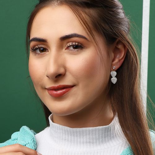 Par de Brinco Corações com Cristais Swarovski Linha Ouro Amarelo 18k 154072
