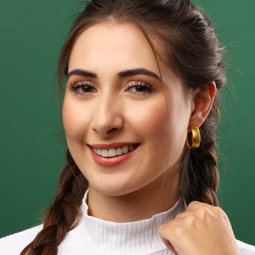 Par de Brinco Argola Ara Collection Linha Ouro Amarelo 23,64k e Prata 193348