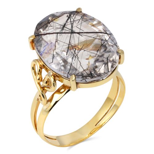 Anel Cristal Rutilado Oval Aprox. 9 cts - Ouro Amarelo 18k 197037