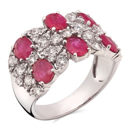 Anel de Ouro com 6 Rubis Aprox. 2 cts e 63 Diamantes Aprox. 1 ct 191515