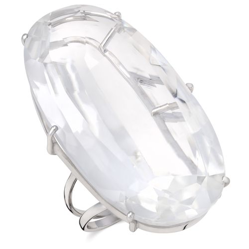 Anel Cristal Oval Aprox. 45 cts - Ouro Branco 18k 197045