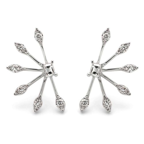 Par de Brinco de Ouro com 2 Diamantes Trapeziose 36 Diamantes Aprox. 54 pts 191490