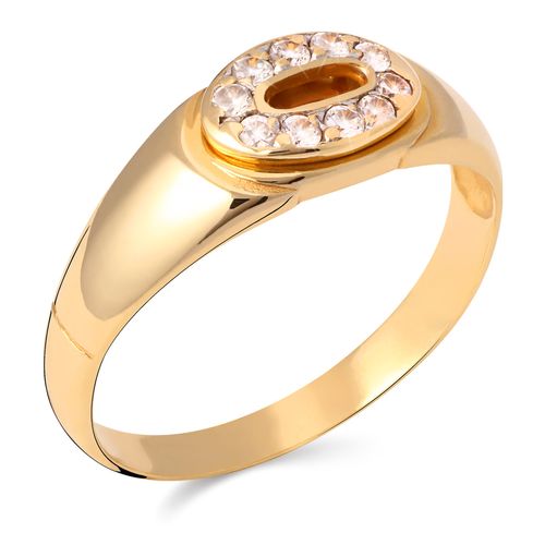 Anel de Ouro Amarelo com Zirconias e Det. Au Bco - Au Am 18k 185068