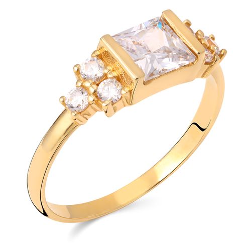 Anel de Ouro Amarelo com Zirconias - 18k 190124
