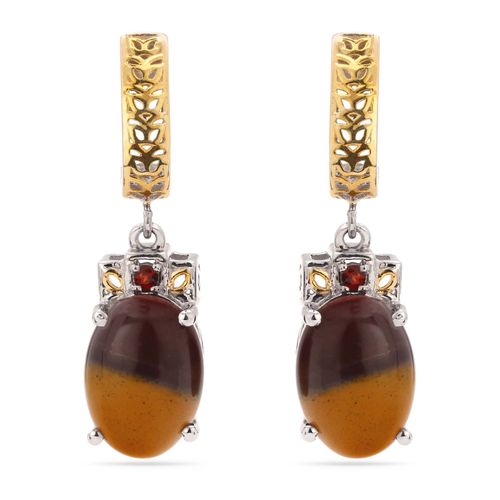 Par de Brinco de Prata com Mokaita e Granadas Aprox. 10,50 cts 174508