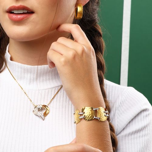 Pulseira com Ouro Amarelo e Ouro Branco 18k com 72 pts de Diamantes - 20cm 126637