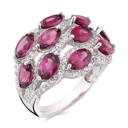 Anel de Prata com Granadas Uvas e Zirconias Aprox. 6,50 cts 177318