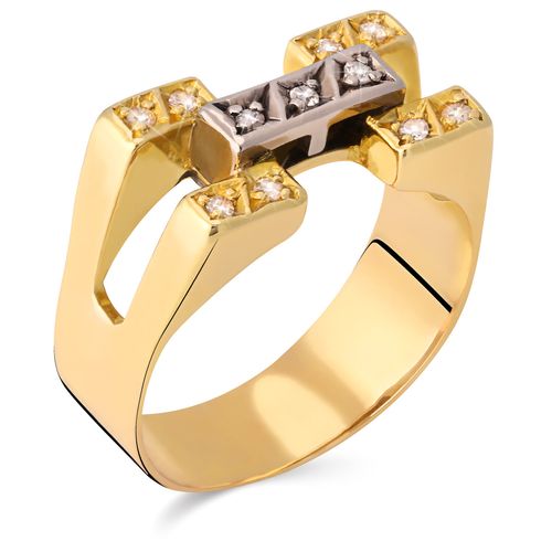 Anel Diamantes Duas Cores de Ouro 18 k 146115