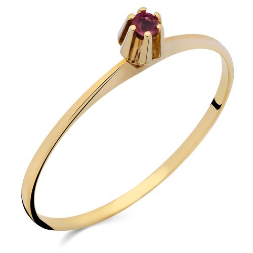 Anel Solitário em Ouro Amarelo 18k com Rubi 186084