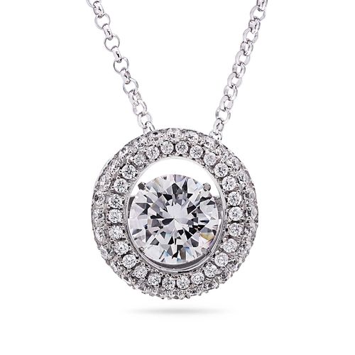 Pingente de Prata Oval Dancing Diamond com Zircônias 147706