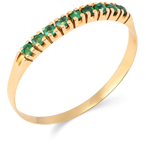 Meia Aliança em Ouro Amarelo 18k com Esmeraldas 197953