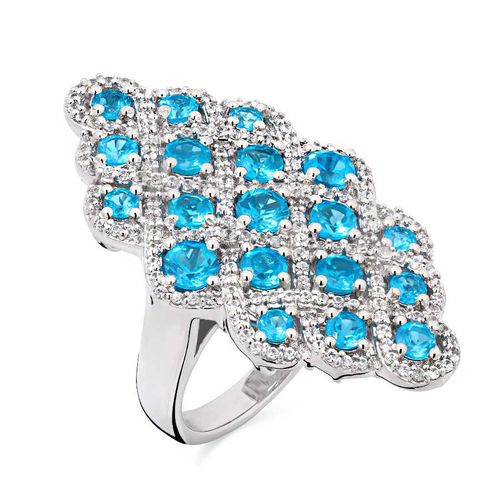 Anel de Prata com Apatitas Neon Aprox. 3,20 cts 174840