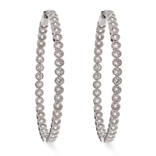 Par de Brinco Argola de Prata com Zirconias Apeos. 12,7 cts - 5 cm 183581