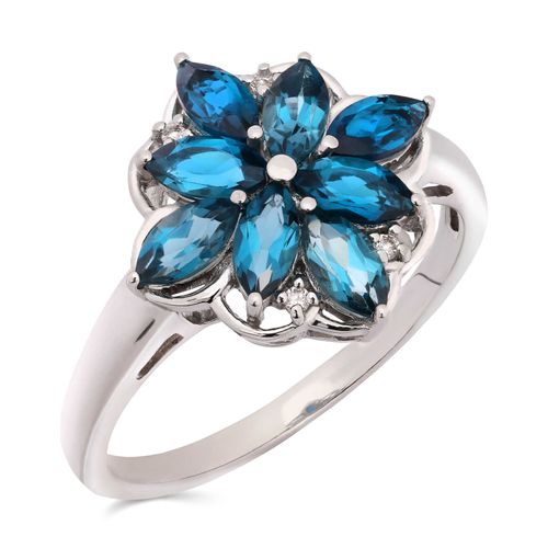 Anel Floral com Topázio London Blue Aprox. 1,92 cts Prata 162141