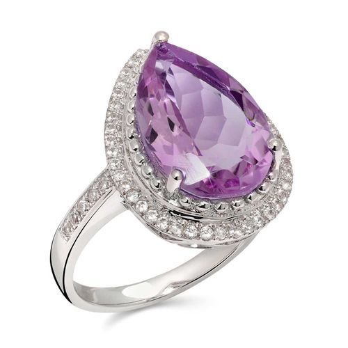 Anel de Prata Gota com Ametista Aprox. 4,50 cts 138289