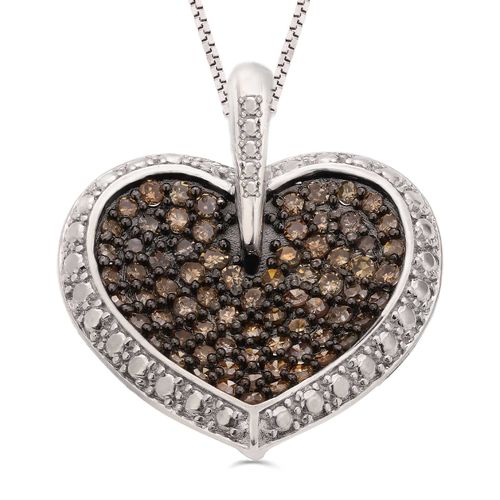 Pingente de Prata Coração com 75 Diamantes Chocolates 102624
