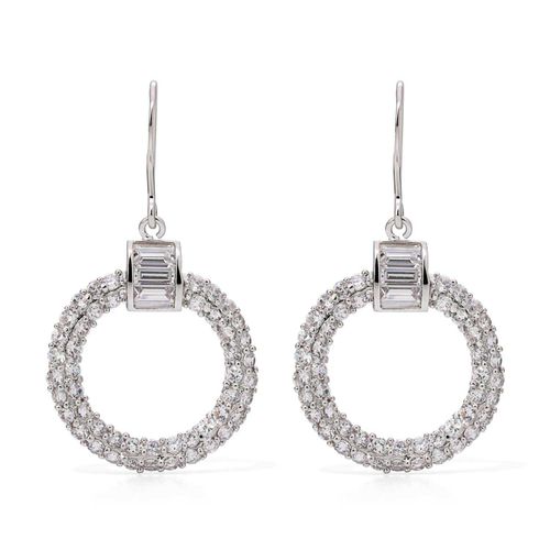 Par de Brinco de Prata Circulo com Zirconias Aprox. 3,37 cts 183515
