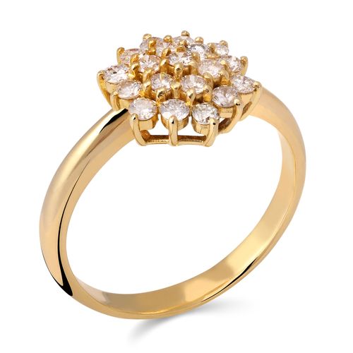 Anel Chuveiro com  19 Diamantes Em Ouro Amarelo 198673
