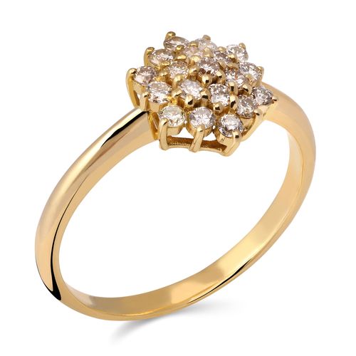 Anel Chuveiro com  19 Diamantes Em Ouro Amarelo 198680