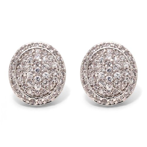 Par de Brinco de Prata Oval com Zirconias Aprox. 3,70 cts 183529