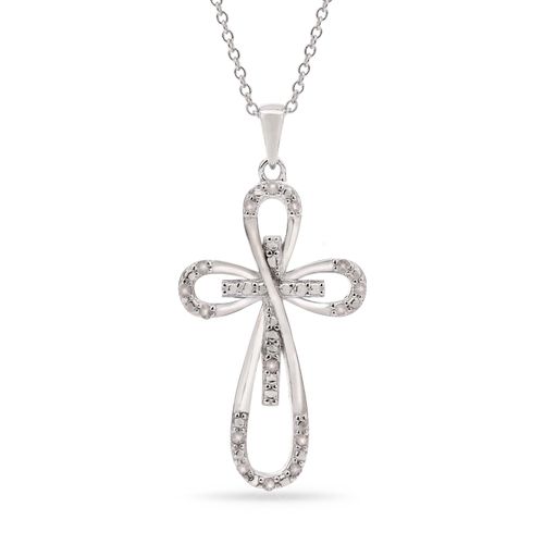 Pingente de Prata Cruz com Diamantes Brancos Aprox. 10 pts 187472