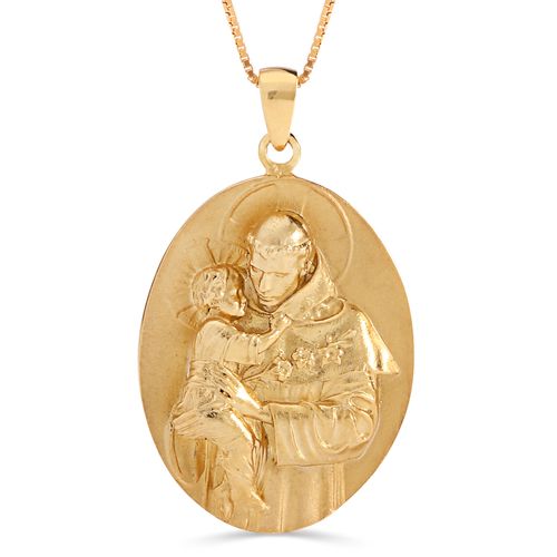 Pingente Religioso Santo Antonio Linha Prata Banho Au Am 197654