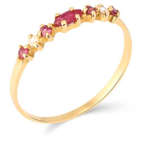 Meia Alianca de Rubi com Diamantes Ouro 18 k 197947