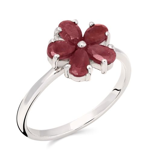 Anel Flor com Rubis - Aprox. 1,5 cts - Prata 198552