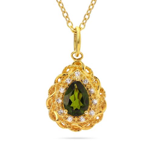 Pingente de Prata Gota com Chromediopside e Zirconias 152826
