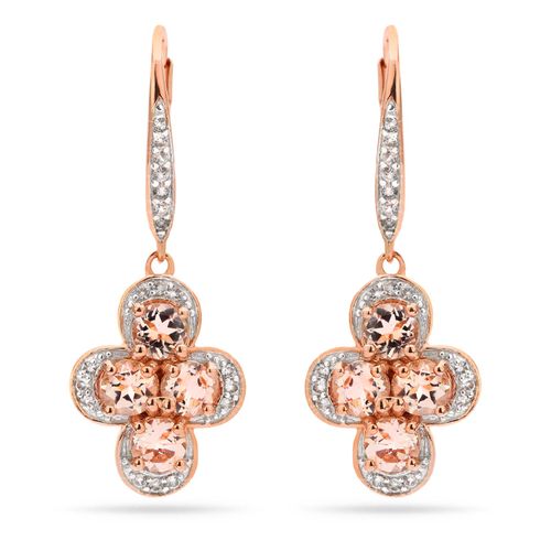 Par de Brinco de Prata com Morganitas e Zirconias Aprox. 2,25 cts 176158
