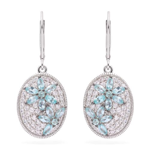 Par de Brinco de Prata Floral com Apatitas e Zircônias Aprox. 3 cts 173670