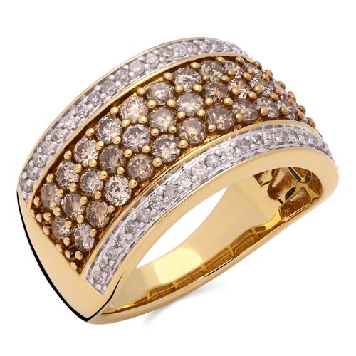 Anel Pavê de Diamante Chocolate e Diamantes Brancos Prata 196295