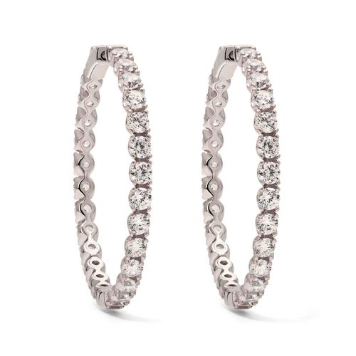 Par de Brinco Argola de Prata com Zirconias 183585