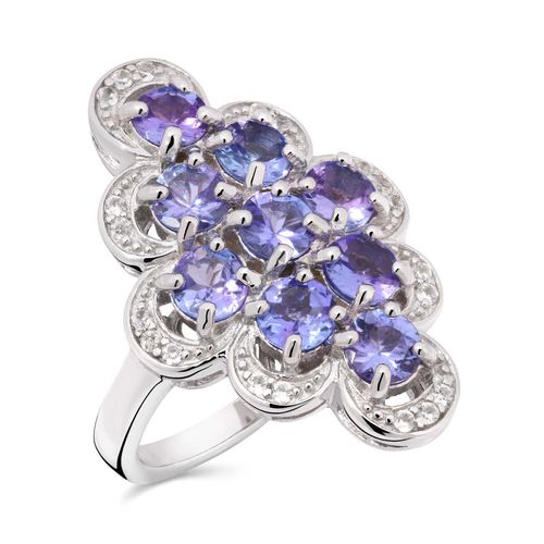 Anel de Prata Navete com Tanzanitas Aprox. 2,25 cts 175900