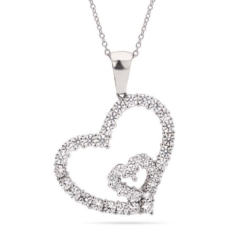 Pingente de Prata Corações com Zirconias Aprox. 4,10 cts 183483