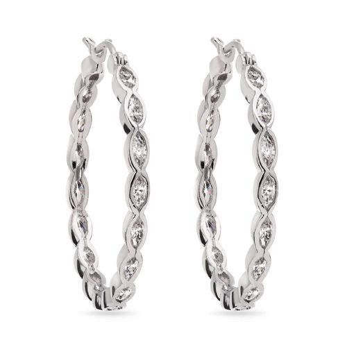 Par de Brinco Argola de Prata  com Zirconias Aprox. 6,31 CTS - 3,2 CM 183510