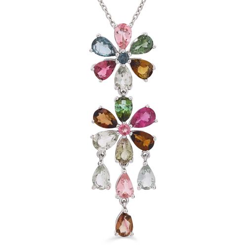 Pingente de Prata Chandelier de Flores com Turmalinas Coloridas 143048