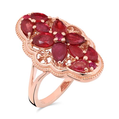 Anel de Prata Floral com Rubis Aprox. 3 cts 175845