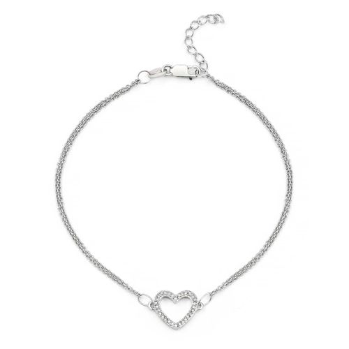 Pulseira de Prata Coração com Diamantes Aprox. 10 pts 141956